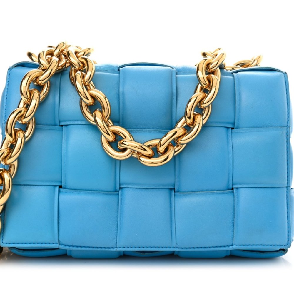 BOTTEGA VENETA Lambskin Maxi Intrecciato Padded Chain Cassette Crossbody Bag